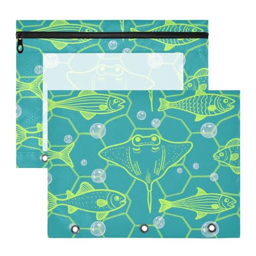 Stiftebox mit transparentem Fenster, 3 Locher, für A4-Papier, Briefe, 2 Stück, Lehrer, Aufbewahrung, Schule, Studenten, Lehrerbedarf, Tier, Manta, Rochen, fluoreszierend, grün-blau, Fischordner für Stiftebox mit transparentem Fenster, 3 Locher, für A4-Papier, Briefe, 2 Stück, Lehrer, Aufbewahrung, Schule, Studenten, Lehrerbedarf, Tier, Manta, Rochen, fluoreszierend, grün-blau, Fischordner für von miaozhen