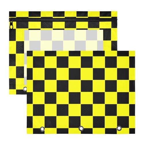 Stifteetui, 3 Löcher, Stifthalter für A4-Papier, Briefe, 2 Stück, Studenten, Kunstbedarf, Aufbewahrung, Büffelkaro, schwarz, gelb, Ordner für Dokumente Stifteetui, 3 Löcher, Stifthalter für A4-Papier, Briefe, 2 Stück, Studenten, Kunstbedarf, Aufbewahrung, Büffelkaro, schwarz, gelb, Ordner für Dokumente von miaozhen