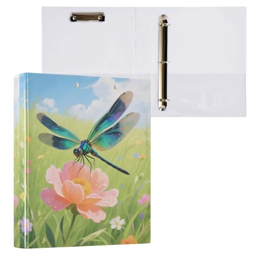 Summer Libellen-Ordner mit Blumen, bunt, 3,5 und 1,27 cm, 3 Ringbücher mit Taschen, 2 Stück, Büroordner, 200 Blatt Summer Libellen-Ordner mit Blumen, bunt, 3,5 und 1,27 cm, 3 Ringbücher mit Taschen, 2 Stück, Büroordner, 200 Blatt von miaozhen