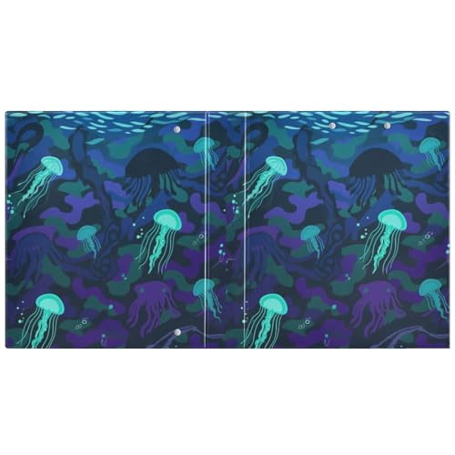 Undersea Camouflage-Ordner mit Quallen, 3,5 cm, 3 Ringbücher mit Innentaschen, 1 Packung, Bürobedarf, 200 Blatt von miaozhen