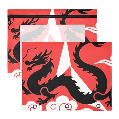 Vielzweck-Vielzweck-Locher für 3 Ringe, 2 Stück, Studenten, Klasse, Tier, Drache, schwarz, rot, Bolsa para lapices von miaozhen