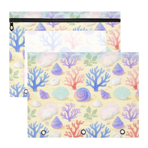 Vielzweck-Vielzweck-Locher für A4-Papier, Briefe, 2 Stück, Lehrerklasse, verträumte Unterwassermuschel, Korallenviolett, Beige, Ordner para documentos Vielzweck-Vielzweck-Locher für A4-Papier, Briefe, 2 Stück, Lehrerklasse, verträumte Unterwassermuschel, Korallenviolett, Beige, Ordner para documentos von miaozhen