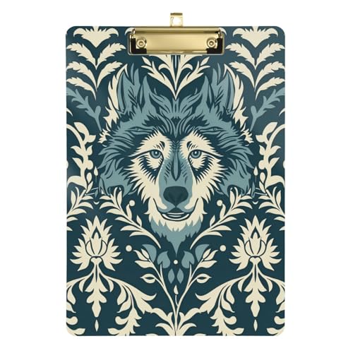 William Morris Style Design Wolf Teal Metall Klemmbrett Ordner Hartbrett für Krankenschwestern Home Contractor Größe 9 x 12,5 Tabla para escribir con Clip von miaozhen