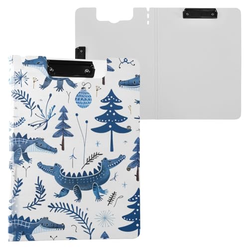 Zusammenklappbares Klemmbrett, Indigo, verspielt, Alligator, A4, Klemmbrett, Padfolio, Doppel-Clips, Stifthalter, Schule, Klemmbrett mit Abdeckung von miaozhen