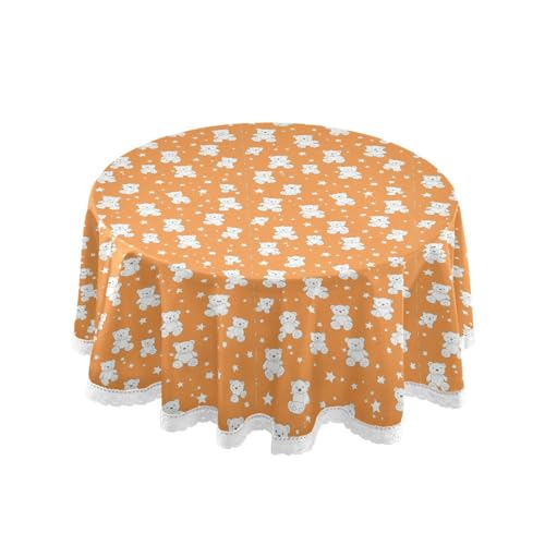 miaozhen Runde Tischdecke, Cartoon-Motiv, Motiv: Teddybär, Sterne, 152,4 cm, waschbar, wiederverwendbar, Polyester, Spitzenrand, runde Tischdecke, modern für Küche, Komedor-Tischplatte, 152,4 cm miaozhen Runde Tischdecke, Cartoon-Motiv, Motiv: Teddybär, Sterne, 152,4 cm, waschbar, wiederverwendbar, Polyester, Spitzenrand, runde Tischdecke, modern für Küche, Komedor-Tischplatte, 152,4 cm von miaozhen