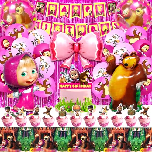 51 Pcs Mascha Geburtstag Deko, Mascha Deko, Mascha Party Set, Mascha Luftballon, Mascha Ballon Geburtstag, Mascha Tischdecke, Mascha Cake Topper, Mascha Geburtstagsdeko, Luftballon Mädchen Mascha 51 Pcs Mascha Geburtstag Deko, Mascha Deko, Mascha Party Set, Mascha Luftballon, Mascha Ballon Geburtstag, Mascha Tischdecke, Mascha Cake Topper, Mascha Geburtstagsdeko, Luftballon Mädchen Mascha von miazcww