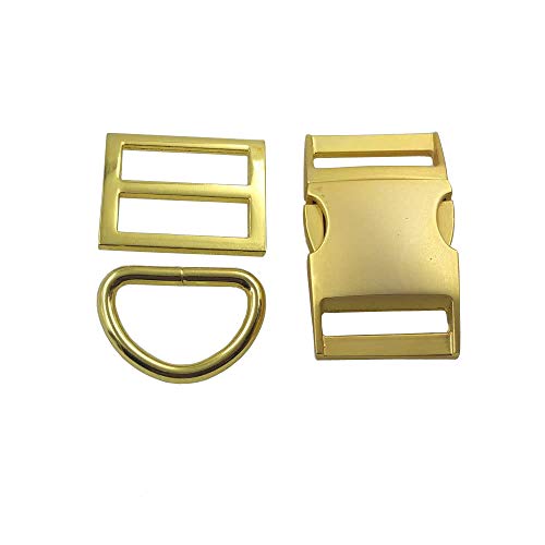 1er-, 2er- oder 5er-Set Schnallen mit Clip und D-Ring, 25 mm, für Hundehalsbänder gold von micoshop