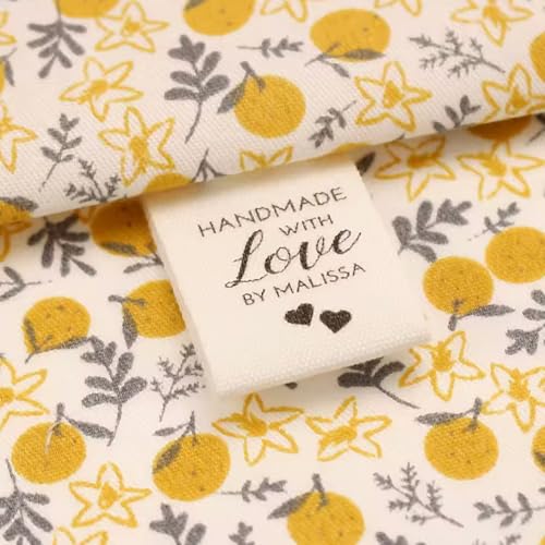 20mm X 70mm Handgefertigt Mit Liebe, Personalisierte Kleidungsetiketten For Aufnähen, Kleidungsanhänger, Nähetiketten, Individuelles Namensdesign, Handgemachtes Geschäftstextlogo von miguha