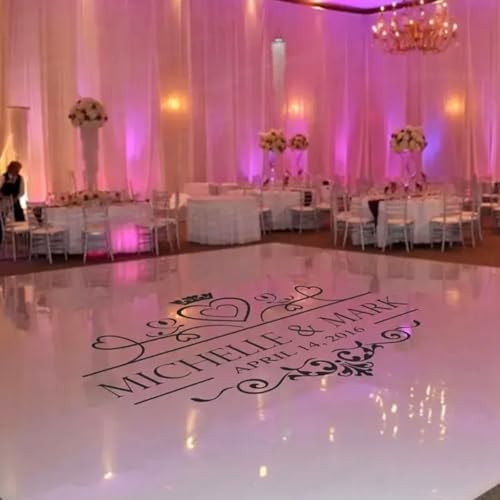 Personalisierte Hochzeit Tanzfläche Aufkleber Custom Paar Name Party Wand Aufkleber Abnehmbare Spiegel Teppich Engagement Braut(XXL 210x157cm) von miguha