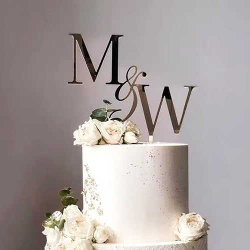 Personalisierter Hochzeitstorte Charm Verlobungskuchen Dekoration Holz Gold Acryl Initialen Topper Party Taufe Namensschild von miguha