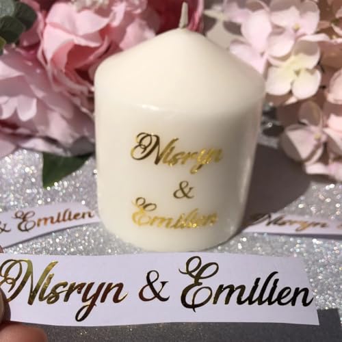 miguha 4 Stück Personalisierte Namensaufkleber, Gold, Solid, Vinyl Aufkleber für Glas, Kunststoff, Metall, Holz von miguha