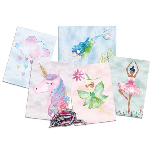 mikiprojekt® Prickelbilder ab 4 Jahren mit Garn zur Verwendung als Ausnähkarten I Nachhaltige Prickel- & Stickbilder für Kinder I Prickelkarten für Kinder in versch. Motiven I Stickvorlagen Kinder von miki projekt