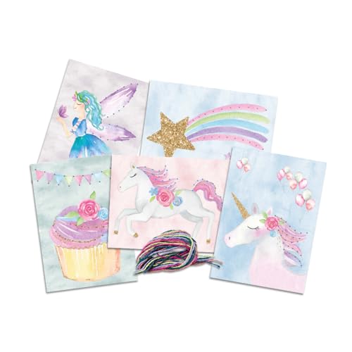 mikiprojekt® Prickelbilder ab 4 Jahren mit Garn zur Verwendung als Ausnähkarten I Nachhaltige Prickel- & Stickbilder für Kinder I Prickelkarten für Kinder in versch. Motiven I Stickvorlagen Kinder von miki projekt