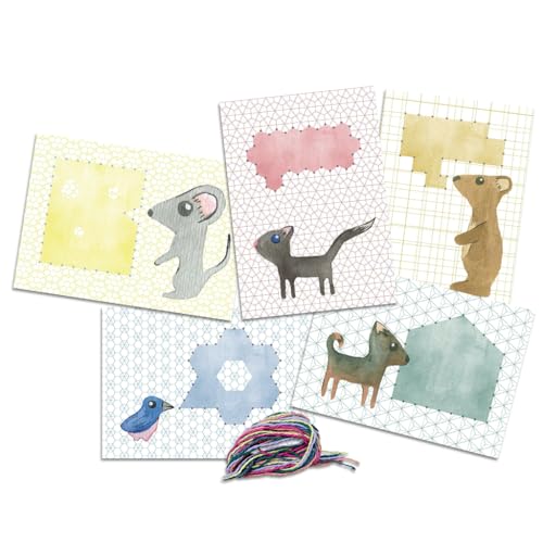 mikiprojekt® Prickelbilder ab 4 Jahren mit Garn zur Verwendung als Ausnähkarten I Nachhaltige Prickel- & Stickbilder für Kinder I Prickelkarten für Kinder in versch. Motiven I Stickvorlagen Kinder von miki projekt