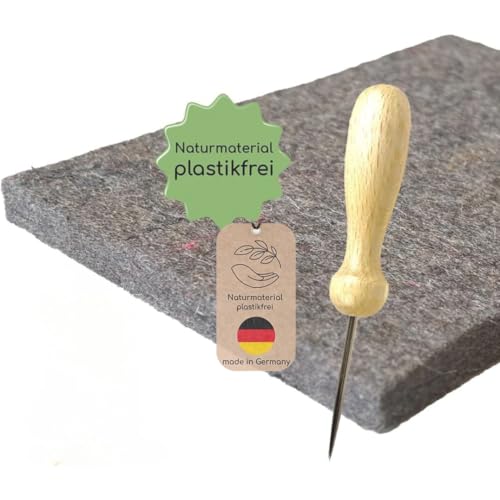 mikiprojekt® Prickelnadel Set aus Naturmaterial (Prickelnadel + Prickelfilz Wolle) made in Germany I Entwicklungsförderndes Prickelset Kinder ab 4 Jahre I Prickelnadel für tolle Prickelbilder von miki projekt