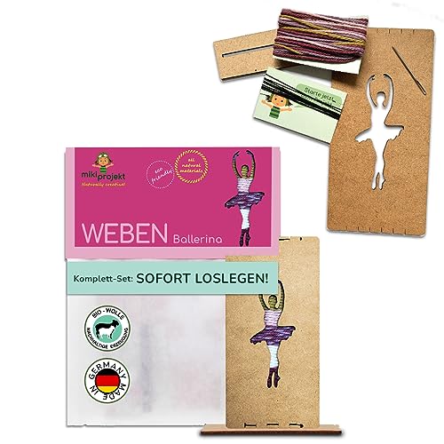 mikiprojekt® Webrahmen für Kinder Ab 5 Jahre mit einfacher Anleitung -made in Germany- Entwicklungsförderndes Weben mit unbedenklichem Biomaterial - Komplettset – Schulwebrahmen - Kinderwebrahmen von miki projekt