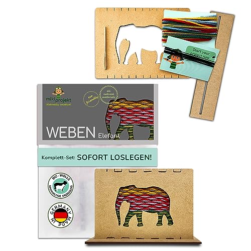 mikiprojekt® Webrahmen für Kinder Ab 5 Jahre mit einfacher Anleitung -made in Germany- Entwicklungsförderndes Weben mit unbedenklichem Biomaterial - Komplettset – Schulwebrahmen - Kinderwebrahmen von miki projekt
