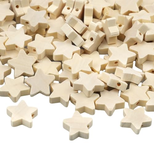 milaosk 100 Stück Natürliche Holzperlen mit Loch Unfertige Stern-Holzperlen mit Löchern holzperlen natur für DIY Craft Armband Schmuckherstellung milaosk 100 Stück Natürliche Holzperlen mit Loch Unfertige Stern-Holzperlen mit Löchern holzperlen natur für DIY Craft Armband Schmuckherstellung von milaosk