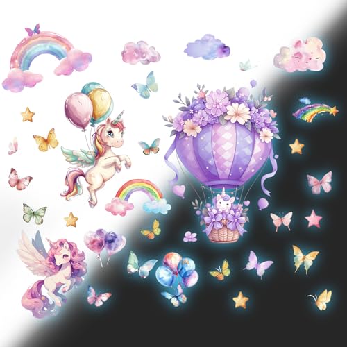 milaosk Wandtattoo Leuchtaufkleber Einhorn Heißluftballon Selbstklebend Wandaufkleber Schmetterling Sterne Ballon Wandbilder Leuchtende Wandsticker Kinderzimmer Mädchen Babyzimmer Deko Aufkleber milaosk Wandtattoo Leuchtaufkleber Einhorn Heißluftballon Selbstklebend Wandaufkleber Schmetterling Sterne Ballon Wandbilder Leuchtende Wandsticker Kinderzimmer Mädchen Babyzimmer Deko Aufkleber von milaosk