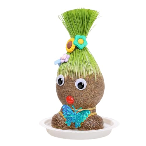 mimika Graskopf-Puppenpflanze, Grasshead-Haar-Wachstumsspielzeug, Desktop-Grünpflanzen Im Topf Für Kinder Mit Tablett, Puppenkopf Überpflanzung, Lernspielzeug, Bonsai-Kopf, Graspuppe, Pflanze, Garten mimika Graskopf-Puppenpflanze, Grasshead-Haar-Wachstumsspielzeug, Desktop-Grünpflanzen Im Topf Für Kinder Mit Tablett, Puppenkopf Überpflanzung, Lernspielzeug, Bonsai-Kopf, Graspuppe, Pflanze, Garten von mimika
