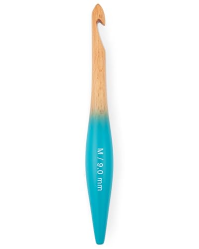 mindfulknits Ergonomische Premium-Häkelnadel aus Buchenholz, Größe US M, 9 mm – 15 cm Länge – Holzhäkelnadel – Strick- und Häkelzubehör für Basteln, Entspannung und Stressabbau (9 mm) von mindfulknits