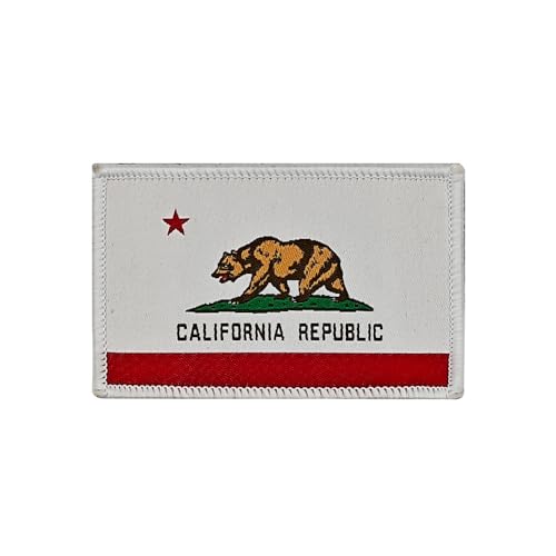 2 Stück California Republic Sates Flaggen-Aufnäher, Klettverschluss, Kalifornien, Republik, Flagge, Patch, bestickt, für Kappen, Taschen, Westen (Kalifornien) von mindspeakee