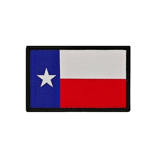 2 x Texas-Flaggen-Aufnäher, Klettverschluss, Texas-Republik-Flagge, bestickt, für Kappen, Taschen, Westen (Texas) von mindspeakee