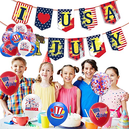 mingchengheng Partyzubehör zum Gedenktag am 4. Juli, Wimpelbanner-Luftballons mit amerikanischer Flagge | Patriotisches Memorial Day Erinnerungsdekor - Langlebige Luftballons und Wimpelketten, um von mingchengheng