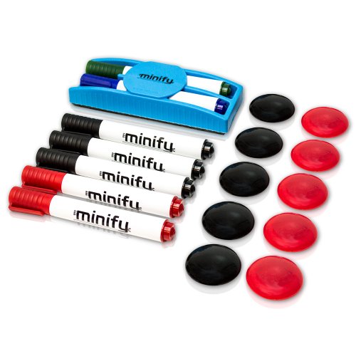 18tlg. Whiteboard Starterset: 7 Marker (schwarz, rot, grün, blau), 10 Magneten (schwarz, rot), 1 Lösch-Schwamm (magnetisch/mit Stiftehalter) von minify