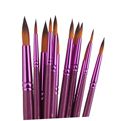 12 Stk Haarbürste aus Nylon acrylic paint akrylfarbe brushpenset akryllackfarbe Ölfarben Acrylfarben Pinsel Rundbürste mit spitzer Spitze zweifarbig einstellen Kunstbedarf Violett von minkissy