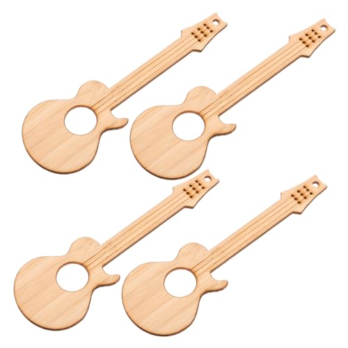 4 Stück Leere Lesezeichen Musikinstrument Form Bambus Seitenmarker Gitarre für Planner und Bastelprojekte für Musikliebhaber von minkissy
