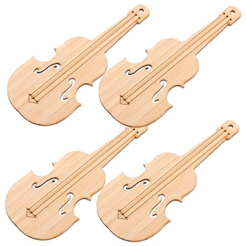 4 Stück Teiliges Musikinstrument Lesezeichen Bambus Violin Form Langlebig für Buchliebhaber und von minkissy
