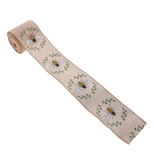 minkissy 1 Rolle Bienengewebe Bastelbänder Zu Ostern Diy-bastelband Drahtkantenband Verpackungsband Präsentiert Geschenkband Drahtband Für Kränze Drahtband Mit Bienenmotiv Polyester von minkissy