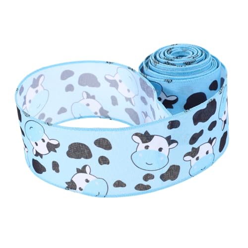 minkissy 1 Rolle Tierbänder zum Basteln Kuhmuster Geschenkband Geschenkverpackung Band Niedliches Geschenkband Cartoon -Band Verpackungsband für Kuhband Polyester Sky-blue von minkissy