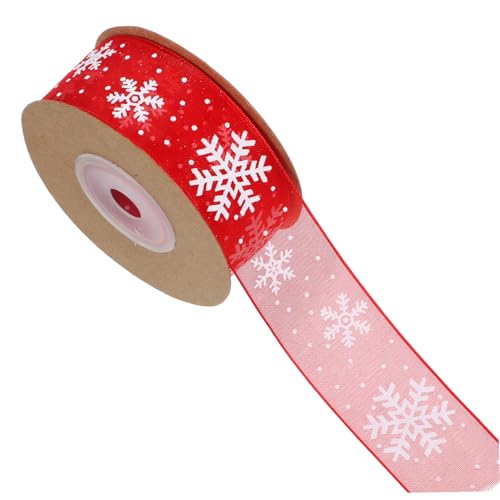minkissy 1 Rolle Weihnachtsschneeflake -Band Party Weihnachten Dekorationen wickeln Elch Geschenkband zum Verpacken Paketband Heimgeschenkband Winterbänder DIY liefert Polyester rot von minkissy