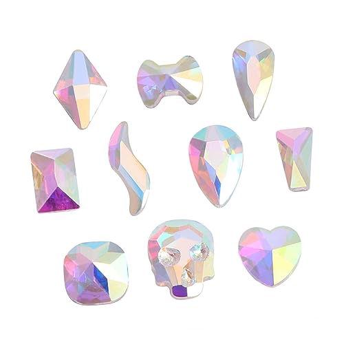 minkissy 1 Satz Ab Phantom Diamant Mit Flachem Boden Klebesteine ​​zum Basteln Strassperlen Rhinestones Glitzersteinchen Diy Zubehör Für Nagel Maniküre-charme Glas Colorful 100 Stück von minkissy