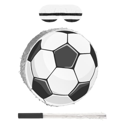 minkissy 1 Satz Fußball Pinata mit Aufhängeschlaufe und Schläger Für Kindergeburtstagsfeiern und Sportmottopartys Augenbinde und Konfetti von minkissy