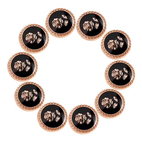 minkissy 1 Satz Metallknöpfe Nähen Für Kleidung Schwarz Groß Mantelknöpfe Uniformknöpfe Kleine Zierknöpfe Kleine Vintage-knöpfe Vintage -tasten Zinklegierung Black 10 Stück von minkissy