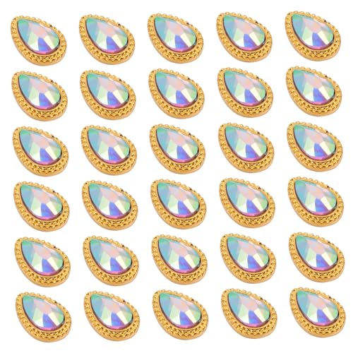 minkissy 1 Satz Nagelbohrer in Tropfenform Aufkleber Reiz Perle Nagel Edelsteine ​​strass Nail Gems Maniküre Zubehör Strass-nagelbolzen Kristalle Nagel Edelsteine Legierung Golden 30 Stück von minkissy