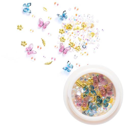 minkissy 1 Satz Schmetterling Mix Formen Nail Art Dekoration Basteln Bastelzubehör Set Nägel Sticker Mädchen Frauen Nagel Strass Nail Art Strass Maniküre Charm 6Boxen von minkissy