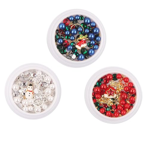 minkissy 1 Satz Weihnachts-nagel-kunst-ornamente Dekorationen Nagelkunstzubehör Weihnachtsnagel Strasssteine Weihnachts-diy-nagelkunst Weihnachtsnagelkunst Nagelkunst- Legierung 3boxen von minkissy