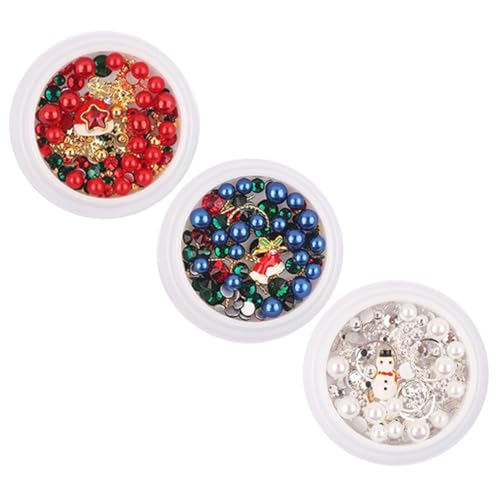 minkissy 1 Satz Weihnachts-nagel-kunst-ornamente Zubehör Gold Nageldekor Klaus Weihnachtsmann Silber Weihnachts Nail Sticker Weihnachts Party Nail-art- Nagelabziehbilder Plastik 3boxen von minkissy