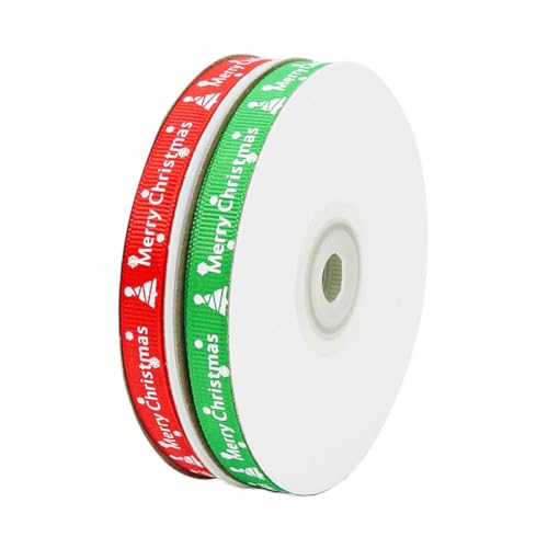 minkissy 1 Satz Weihnachtsband Ribbon Bandfeile Weihnachten Dekoration Weihnachtspräsentband Geschenkeband Sackleinen Wickelband Schleife Party-requisite Geschenkband Polyester Rot 2 Stück von minkissy