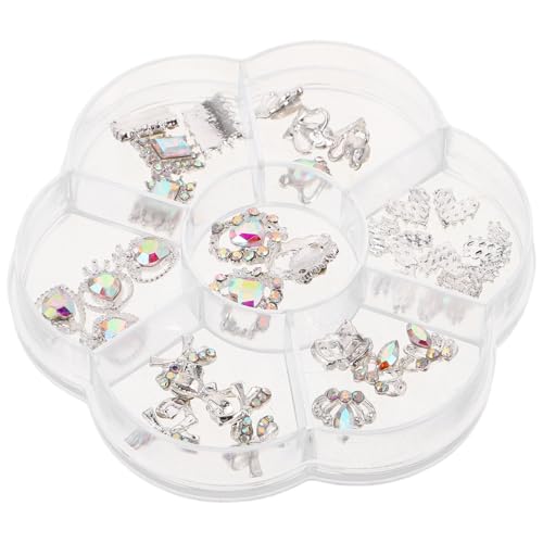 minkissy 1 Schachtel Nagelkunst Zubehör mit Strass Herz Bogen Krone Charms Langlebige Legierung Flache Rückseite Nail Embellishments für Valentinstag Feier Maniküre und Bastelverzierung von minkissy