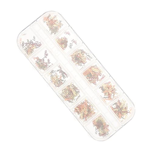 minkissy 1 Schachtel Tierkreis-alphabet-ornamente Blühen Neon 3d-gold-nagelanhänger Nagel Kunst Dekoration Weihnachtsnagelkunstaufkleber Strasssteine Geburtstag Nagelschmuck Kupferplatte von minkissy