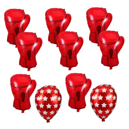 minkissy 10 Stück Teiliges Aufblasbare Rote Boxing Glove Folienballons Lebendige Sportparty Deko für Geburtstags und Wrestling Events Einfach Aufzublasen und Aufzuhängen Dynamisches von minkissy