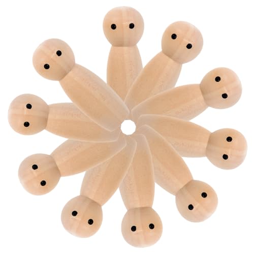 minkissy 10 Stück Teiliges Kleine Naturbelassene Holzfiguren zum Bemalen DIY Unvollendete Holz Peg Dolls aus Sicherem Holz Leichte Bastelfiguren für Kreative Kinderhandarbeiten und von minkissy