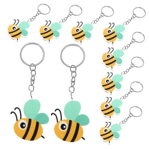 minkissy 10 Stück Teiliges Niedlicher Bienen Schlüsselanhänger Cartoon Biene Anhänger Vielseitiger Schlüssel und Taschenanhänger Leichtes Kompaktes Design für Partygeschenke und Alltag von minkissy