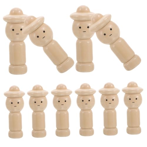 minkissy 10 Stück Teiliges Unbemalte Holzfiguren Naturfarben Leichte DIY Bastelpuppe für Handbemalbare Holzspielzeug Bastelbedarf Kreative Holzpuppen von minkissy