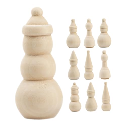 minkissy 10 Stück Teiliges Unbemalte Schneemann Holzfiguren aus Massivem Holz Glatte Oberfläche zum Bemalen für Erwachsene Vielseitig für DIY Bastelprojekte und Weihnachtsdekoration von minkissy
